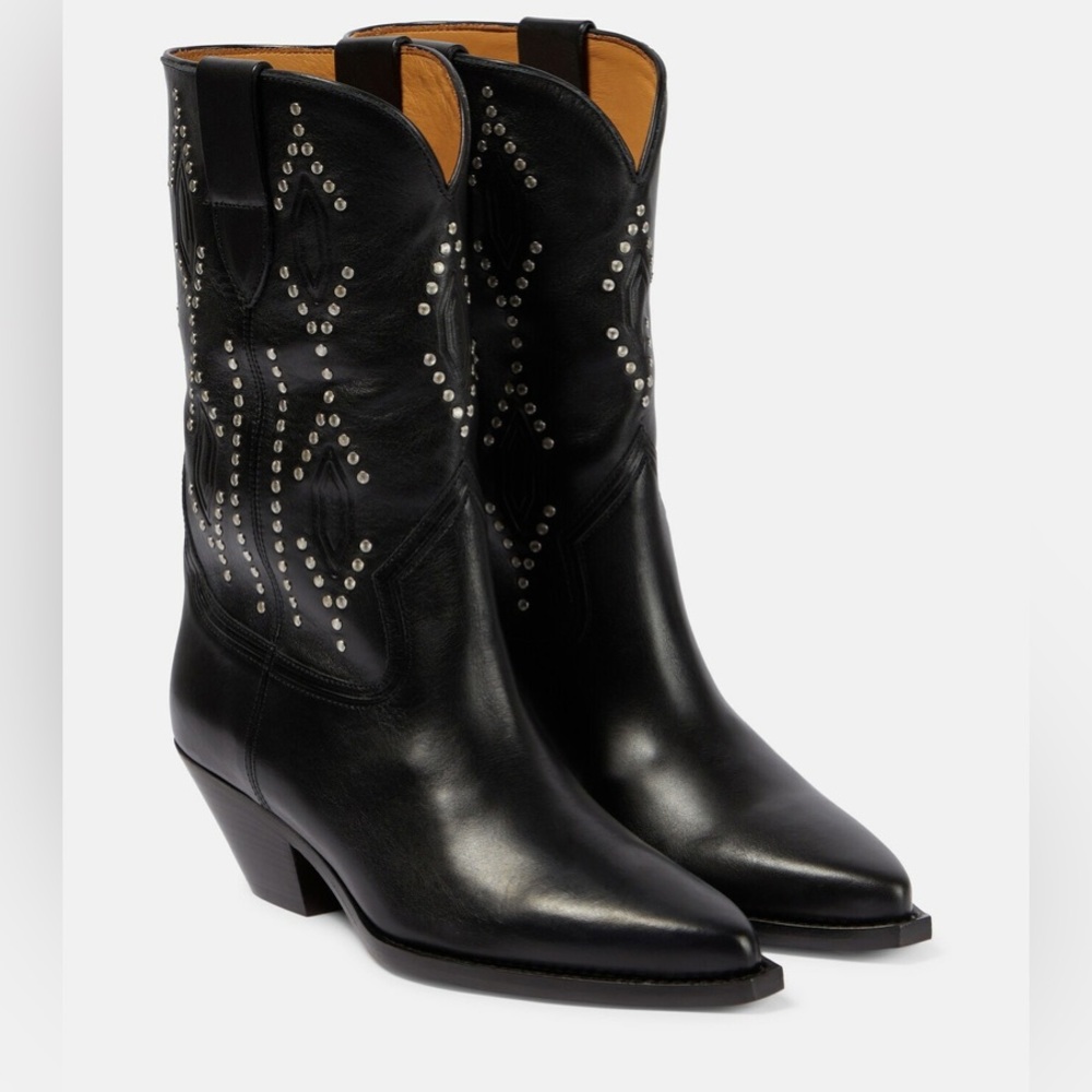 Isabel Marant Dahope embellished leather cowboy boots 37 NIB studded